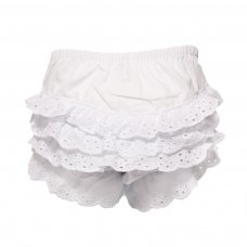 FP01-W: White Satin Frilly Pants (0-18 Months)